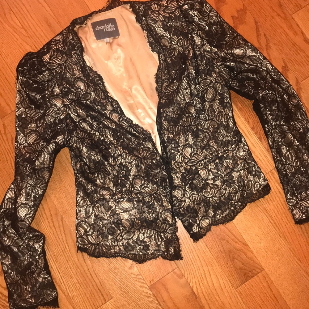 Black Lace and gold blazer.